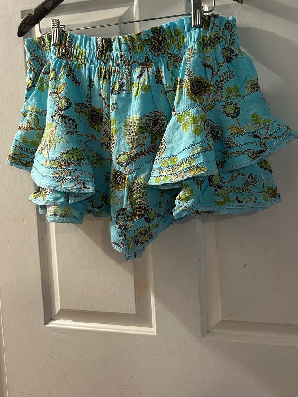 Blue Floral Ruffle Women’s Shorts